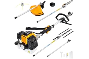 JHONSORR GERMANY DESIGN JHONSORR Decespugliatore a Benzina 4 in 1 Multifunzione con Motosega, Tagliasiepi, Tagliabordi + Prolunga 80cm e Testina in Acciaio 52cc a Scoppio troncarami Uso Professionale e Domestico