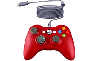 OSTENT Wired USB Controller Gamepad Joystick for Microsoft Xbox 360 Console Windows PC Laptop Computer Video Game Color Red