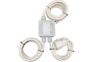 MPS-CONTACT Power Splitter Küchenanschlussbox 1/2 / 3/5 / 10 m Küchenanschlussverteiler 3-Fach für Kochfeld & Backofen an Herdanschlussdose - Splitter Box Verteiler Montagehilfe Meter, Größe: 1m