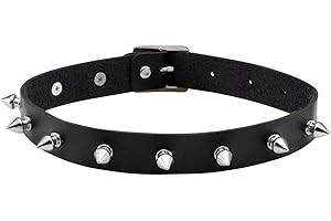 Manfnee Choker Punk Gotico Rock Pelle PU Girocollo Motociclista Rivetto Catena Uomo Donna Regolabile