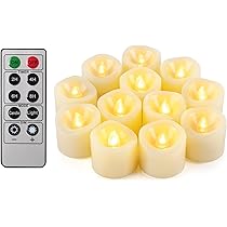 Set 6 Candele LED Con Telecomando E Timer – Alte 25 Cm – Effetto Fiamma Tremolante – Per Camino, Natale E Matrimoni (Beige)
