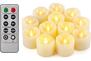 CANDLE IDEA Velas de té votivas LED parpadeantes sin llama con mando a distancia funciona con pilas juego de 12 velas eléctricas para exteriores para Navidad decoraciones de Navidad (pilas incluidas) 200 horas