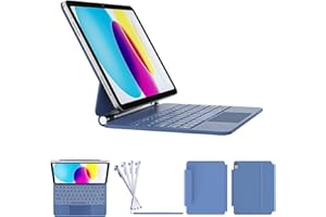 RAYMCRAFT Étui Clavier pour iPad 11e Génération (A16, 2025)/10e Génération, Magic Keyboard 2022, Touches Rétroéclairées à Ressort, Surface Anti-Taches, Pavé Tactile Multipoint, Bleu Acier