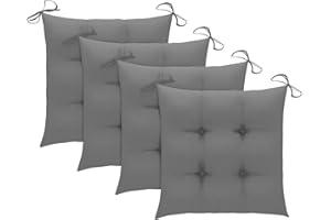 Tidyard Coussins de Chaise Confortable, Coussin de siège de Jardin Décoration Maison 4 pcs Gris 40x40x7 cm Tissu