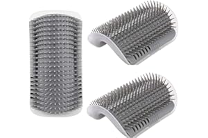ZHAOYCSH 3 Pièces Brosse de Toilettage pour Chat, Peigne de Massage Auto-Nettoyant à Angle Mural, pour l'Enlèvement des Poils des Chats et Chiens à Fourrure Longue ou Courte - Accessoire de Soin Nettoyage