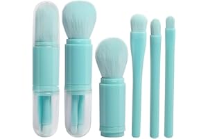 SRUIDYLADY Lot de Pinceaux de Maquillage, ensemble de pinceau de maquillage télescopique 4 en 1, pinceau de maquillage de voyage poudre de fard à paupières visage pinceau(bleu)