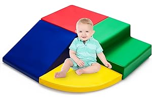 DREAMADE Module de Motricité en Mousse pour Enfant, Blocs de Construction avec Escalier et Toboggan à Différentes Formes & Couleurs, Jouets Éducatifs pour Maison, École Maternelle (Multicolore3)