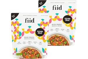 Fiid 100% Natural Vegan Microwave Sharing Pack Ready Meals - Indian Chickpea & Lentil Chana Masala - 2 x 550g (Vegetarian Family Food Pouch, High in Fibre & Protein, Low in Sugar, Gluten Free)