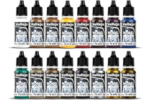 Vallejo Set de Peinture Acrylique Model Color Âge Moyen - 16 Couleurs Mat 18 Ml avec Compte-Gouttes et Carte de Couleurs pour Modélisme et Dioramas