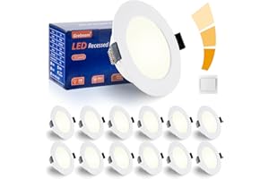 Grebeam 12 Faretto LED da Incasso per Cartongesso Dimmerabile,Regolazione 100%-50%-10%, 5W Spot LED Soffitto 4000K IP65 Faretti Led Interno, Foro Ø75-90mm per Bagno, Cucina, Soggiorno, AC 220V-240V