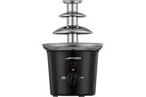 Jago® Fontana di Cioccolato 60 W - a 3 Piani, Capacità 400g, Altezza 24,5 cm, in Acciaio Inossidabile, Lavabile in Lavastoviglie, Nero - Fonduta, Cascata di Cioccolato