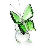 H&D - Soprammobile di cristallo a forma di farfalla, con base sferica, da collezione, verde