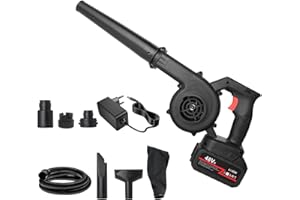 LPQKCcY Soplador de Hojas, 2 en 1 Soplador Aspiradora de Aire Potente Sopladora Bateria de Ligero Electrico Leaf Blower para el Cuidado del Césped, Pelo de Mascota, Polvo del Coche y el Hogar