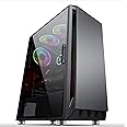 IONZ KZ21 PC Computer Case - Mid Tower ATX with Tempered Glass Hinged Side Panel 3 ARGB Dual Ring Fans