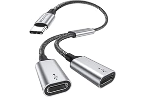 MOGOOD USB C Splitter, USB C auf Dual US B C Buchse Adapter, C Stecker auf 2 C Buchse Kabel konverter für Laptop(Nicht für Monitor und Externes Solid State Laufwerk,5V/0.9A Stromausgang)