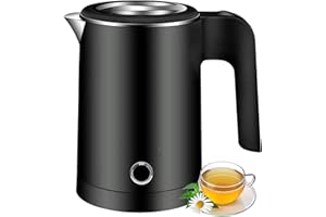 VOLTIX Bollitore Elettrico in Acciaio Inossidabile 0,5L, 600W, bollitore portatile – bollitore elettrico piccolo Ideale per Casa, Ufficio e Viaggi, Senza BPA (Nero)
