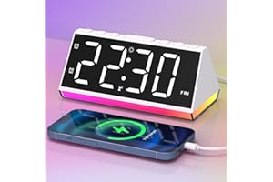 APUZOM Digital Wecker Laut für Kinder Schlafzimmer, Große LED-Anzeige mit Einstellbarer Helligkeit, 7-Farben Nachtlicht, Batterie Backup, 2 USB-Ladegeräte, Snooze für Jungen Mädchen Jugend Eltern