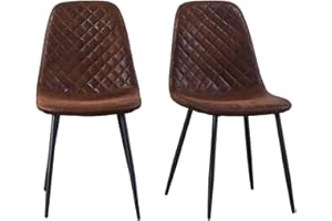‎JYMTOM JYMTOM 2er-Set Esszimmerstühle Wohnzimmerstuhl mit Rückenlehne Sessel Scandinavian Vintage Gitter-Design Esstischstuhl aus künstlichem Wildleder mit Metallbeine (2, braun)