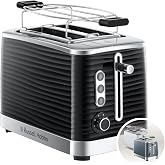 Russell Hobbs Ekmek kızartma makinesi [2 dilim i&ccedil;in] Inspire siyah, y&uuml;ksek kaliteli parlak yapılı (ekstra geniş tost yuvaları