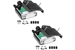 PENGLIN 2PCS DB15 Solderless Female Connector RS232 D-SUB Serial Adapters, 16mm thinner 15 Pins Solderfree Breakout Board Connector with Case Accessories