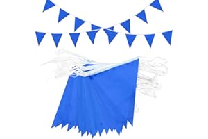 Topeedy 20M Blue Bunting Flags Party Decoration,40pcs Reusable Blue Pennant for Birthday Weeding Party Baby Shower Home or Garden Triangle Flags