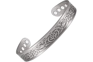 WOLLET YINOX Bracelets en cuivre Pur pour Femmes Hommes Celtic avec aimants Bijoux 6.5 ''