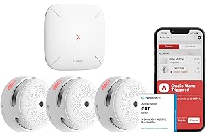 X-Sense Wi-Fi Smoke Alarms for Home with SBS50 Base Station, Wireless Interlinked Smart Smoke Alarm Home Security System, Smart Fire Alarm, Compatible with X-Sense Home Security APP, FS31