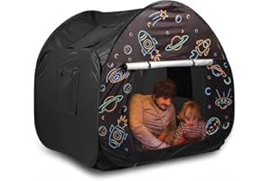 Ysityum Sensory Zelt für Kinder mit Autismus - Extra große 47x47 IN Kinder Zimmer spielen Zelt für innen, Blackout Sensory Indoor Pop Up Zelt, mit Tür Fenster String Licht für Kind Autismus Angst ADHD