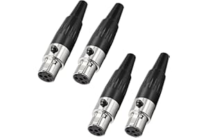 XMSJSIY 4-pinowe złącze mini XLR adapter TA4F wtyczka żeńska mikrofon złącze audio, końcówki kabla mini XLR wymienne gniazdo audio wtyczka F - 4 szt