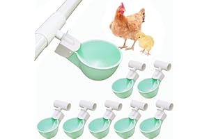 WHIMSII 8 Bicchieri d'Acqua Con Raccordi a T in PVC per Tubo da 1/2", Sistema di Irrigazione Automatico per Polli, Anti-Perdite, Contiene il 50% in Più di Acqua, Adatto per Pulcini, Anatre