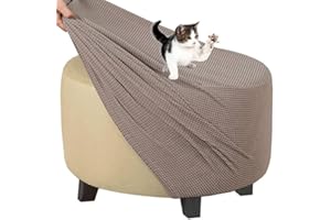 FAIRUO Poggiapiedi Quadrata Copri Copri Pouf Fodera Rotondo Fodera per Ottomana Copertura Dell'Ottomano Velluto Rttangolare Fodera per Pouf Elastico Copri per Piedi con Fondo Elastico (Color : @01, Size :