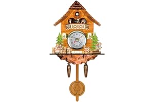 Hidyliu Orologio a cucù antico in legno a cucù Birdhouse Orologio da parete Home Decor Hanging Cuckoo Clock Auto Swing Bell Pendolo Home Decor