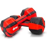 FitBox Sports Exclusive Blend Dumbbells 2kg Anti Slip Anti Rolling Dumbbells Set (1kg x 2) Black/Red, Polypropylene (PP);Poly