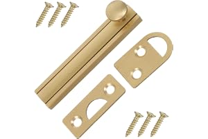 Mikikit Flush Door Bolt Latch i Mässing Skjutregel för Dörrsäkerhet Enkel Installation för Skjutdörrar och Ladugårdsdörrar Do