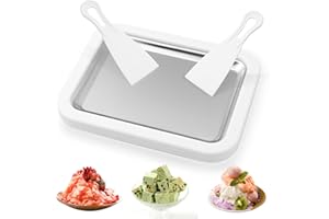Jeinbuil Eisplatte zum eis machen Eiscreme Roller Maker Pan mit 2 Spateln Kleine Instant Rolled Ice Cream Maker für hausgemachte gerollte Eiscreme, gefrorener Joghurt, Gelato