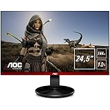 AOC G2590PX Monitor da Gaming 24.5", FHD 1920 x 1080 a 144 Hz, 1 ms, Speaker, D-SUB, 2 x HDMI, DP, 4 x USB, Nero/Rosso