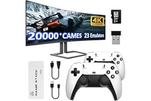 ZYGSEVE Retro Game Console 4K HDMI with 20,000+ Built-in Classic Games, 23 Emulators Games Stick Plug & Play TV Video Game With 2 Wireless Controllers