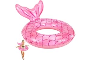 PUKITT Schwimmring Kinder, Meerjungfrau Schwimmring Glitter Kinder Schwimmreifen, Schwimmring Baby, Schwimmhilfe Schwimmender Ring für Kinder 4-9 Jahre