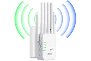 GENERICO RipetitoreWiFi, Amplificatore potenteRipetitore WiFi per la casa, amplificatore WiFiRipetitore con copertura di 1200m²,6 antenne,2 porte LAN, estensoreWiFi per casa e ufficio compatibile-Bianco
