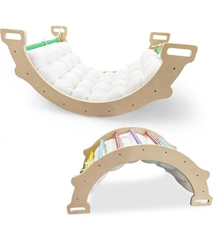 MAMOI® Klimboog met kussen, kussen, klimdriehoek, baby klimmen, houten