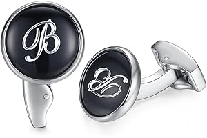 HONEY BEAR Initiale Lettre Alphabet Boutons de Manchette pour Le Cadeau affaires de Mariage de Chemise hommes Noir