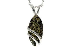 Härligt 925 sterlingsilver och äkta baltisk bärnsten ovalt modernt designerhänge – kedja ingår inte – GL271, 15x7 mm / 2x1 cm