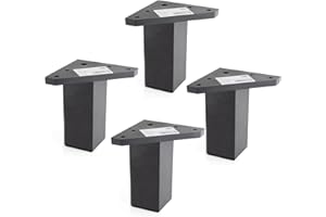 ‎REI REUNION INDUSTRIAL SOCIEDAD LIMITADA REI | 4 Basismöbelbeine Aus Abs Schwarze Farbe | Für Restaurierung, Heimwerker- Und Heimwerkerprojekte | Bein Mit Montageplatte Und Perforationen Für Eine Einfache Installation | Höhe: 10 Cm