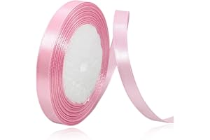 XMASOLD Rosa 10mm Breit Satinbands, 22 Meters Schleifenband, Geschenkband für Geschenkverpackungen, DIY Handwerk, Blumensträuße, Nähprojekte, Schleifenherstellung, Geburtstags- und Hochzeitsdekorationen