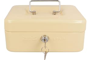 Amig - Secure Cash Box | Nickel-Plated Lock | Removable Coin Tray | Easy Carry Handle | Shock & Scratch Resistant | Ideal for Home, Office, Shop | 150 x 110 x 70 mm, Multicoloured, Alloy Steel