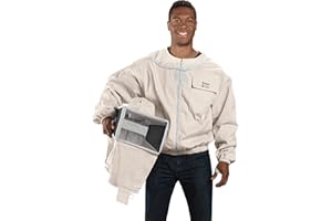 Bees & Co K75 Giacca Cotone Naturale con Cappello Maschera Quadrata per Apicoltore