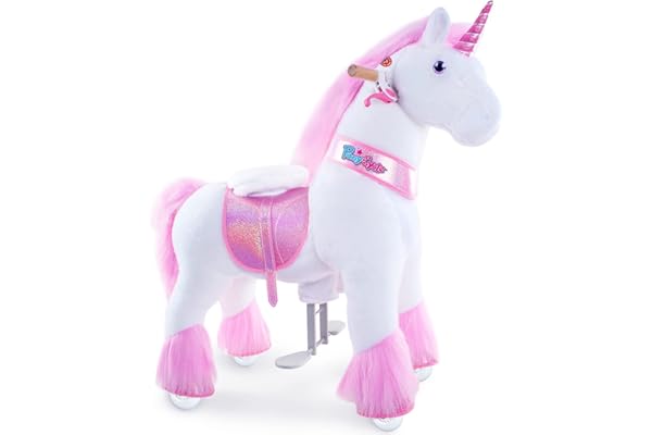 PoneyCycle Officiel Classique Modèle U Montez sur la Licorne Licorne Rose Jouet en Peluche sur Roues (avec Frein et Son/Hauteur 90cm/ Taille 4 pour Les 4-7 Ans) Ux402