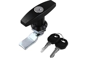 T-format handtag dörrlås säkerhetsspärr med nycklar zinklegering skåp lås för husvagn släpvagn verktygslåda låda svart silver stöldskydd väderbeständig 78 x 20 mm