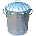 EasyShopping NEW Small Medium Large 15L 30L 40L 45L 60L 90L 110L Litre Metal Galvanised Home Garden Bin Leaves Paper Wood Rubbish Dustbin Made In U. K. (15 Litre)