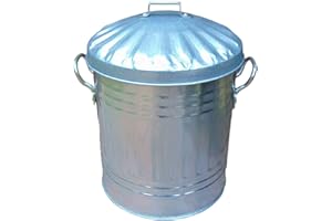 EasyShopping NEW Small Medium Large 15L 30L 40L 45L 60L 90L 110L Litre Metal Galvanised Home Garden Bin Leaves Paper Wood Rubbish Dustbin Made In U. K. (15 Litre)